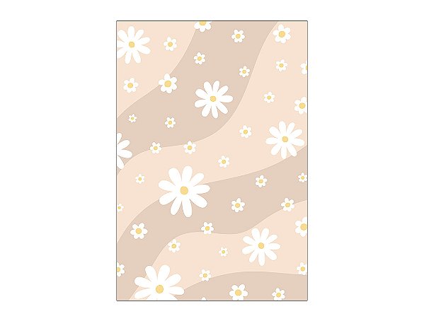 Painel De Festa Vertical 1,50 x 2,20 - Margaridas Fundo Bege 078