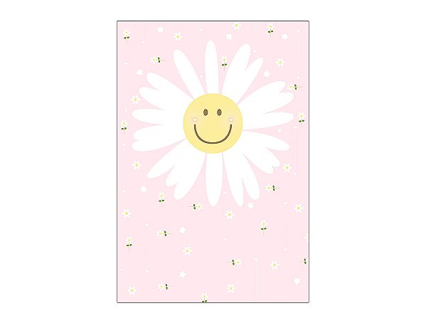 Painel De Festa Vertical 1,50 x 2,20 - Flor Sorridente Rosa Claro 105