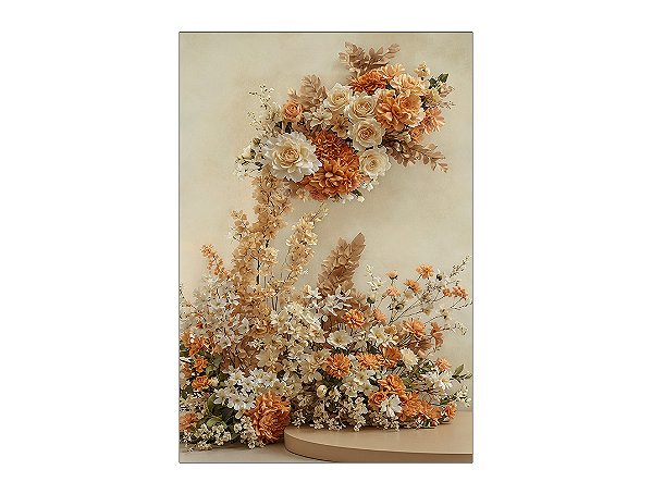 Painel De Festa Vertical 1,50 x 2,20 - Flores Bege Realistas 122