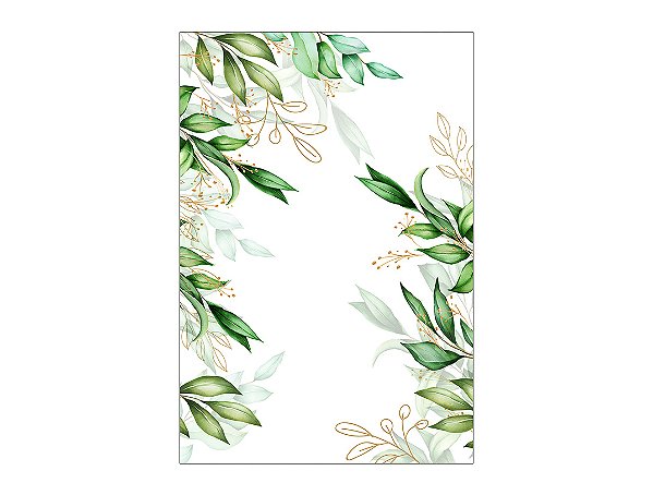 Painel De Festa Vertical 1,50 x 2,20 - Belas Folhagens Verdes com Dourado 127