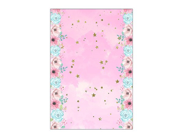 Painel De Festa Vertical 1,50 x 2,20 - Unicórnio Floral Aquarela 010