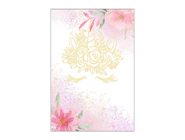 Painel De Festa Vertical 1,50 x 2,20 - Chifre de Unicórnio Efeito Glitter Dourado 011