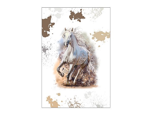 Painel De Festa Vertical 1,50 x 2,20 - Cavalo Branco Aquarela 019