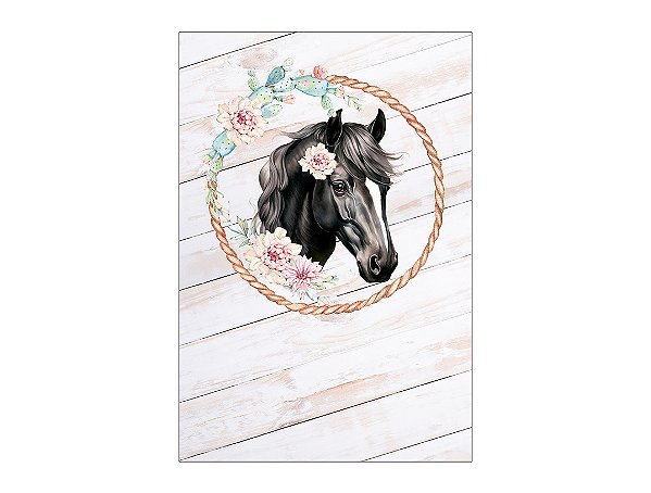 Painel De Festa Vertical 1,50 x 2,20 - Cavalo Frame Floral 020