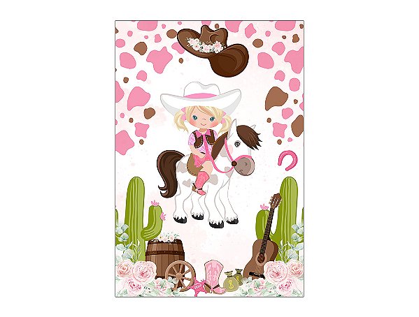 Painel De Festa Vertical 1,50 x 2,20 - Boiadeira Cute 022