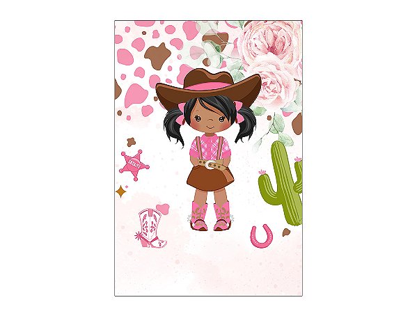 Painel De Festa Vertical 1,50 x 2,20 - Vaqueira Cute 027
