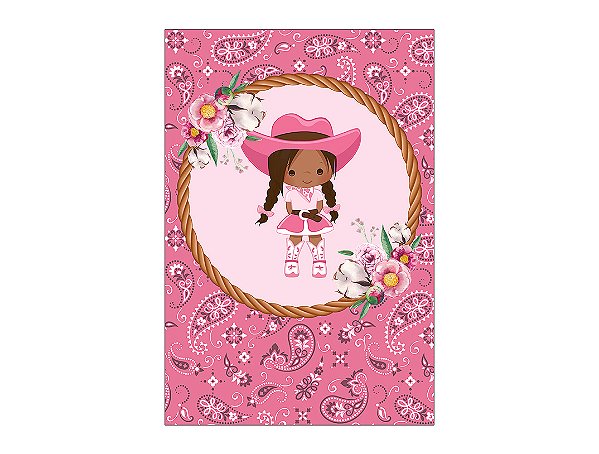 Painel De Festa Vertical 1,50 x 2,20 - Boiadeira Cute Floral 030