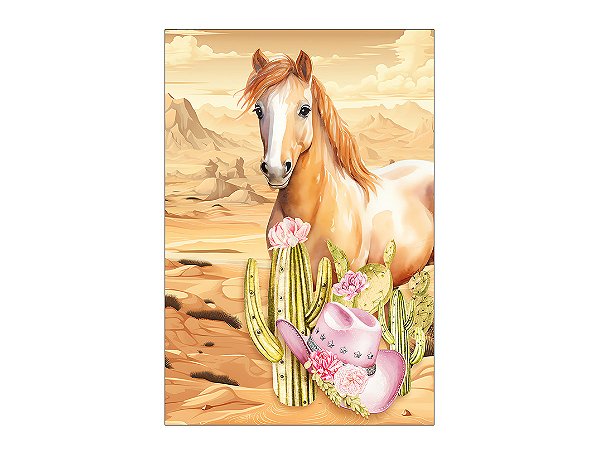 Painel De Festa Vertical 1,50 x 2,20 - Cavalo Boiadeira Aquarela 031