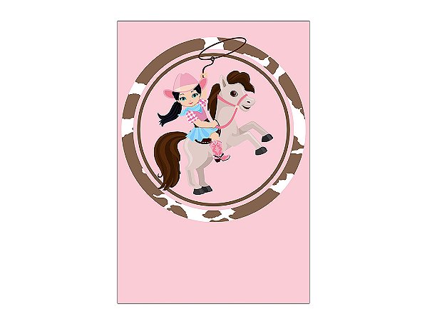 Painel De Festa Vertical 1,50 x 2,20 - Boiadeira Rosa e Marrom Suave 040