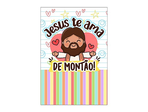 Painel De Festa Vertical 1,50 x 2,20 - Jesus Te Ama de Montão 033