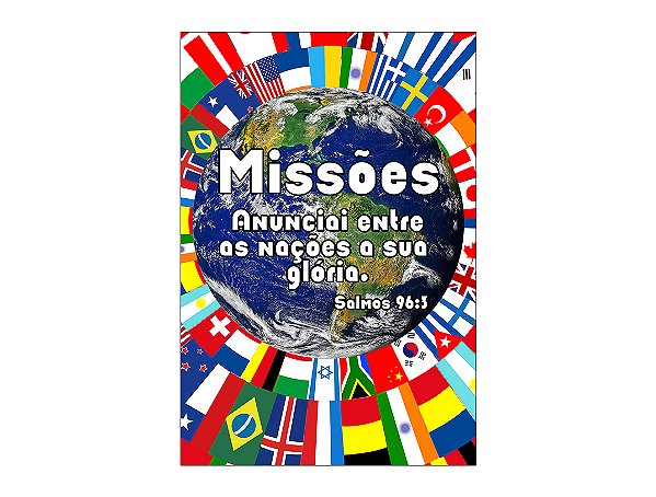 Painel De Festa Vertical 1,50 x 2,20 - Missões Bandeiras de Países 037