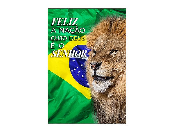 Painel De Festa Vertical 1,50 x 2,20 - Religioso Leão e Bandeira do Brasil 056