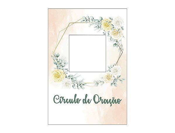 Painel De Festa Vertical Interativo 1,50x2,20 - Grupo de Oração Bege Floral 044