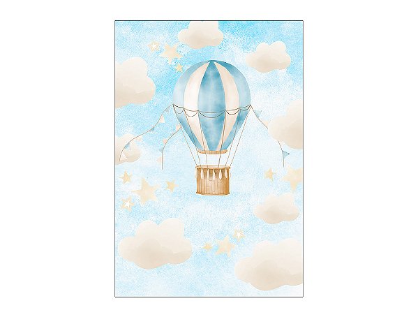 Painel De Festa Vertical 1,50 x 2,20 - Balão Cute Céu Azul 003
