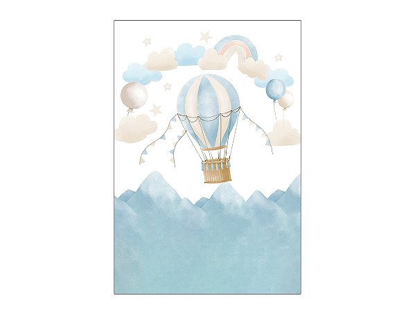 Painel De Festa Vertical 1,50 x 2,20 - Balão Aquarela Azul com Bege 005
