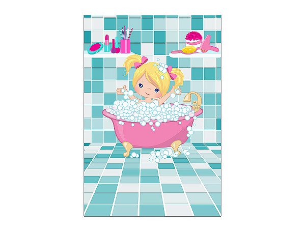 Painel De Festa Vertical 1,50 x 2,20 - Menina Cute na Banheira 010