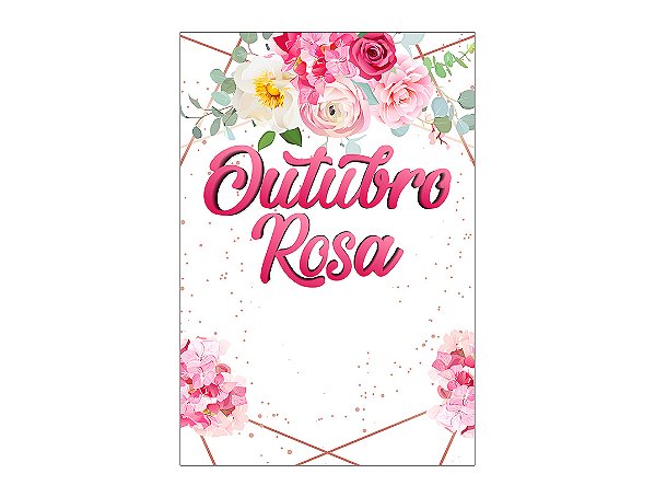 Painel De Festa Vertical 1,50 x 2,20 - Outubro Rosa Floral 002