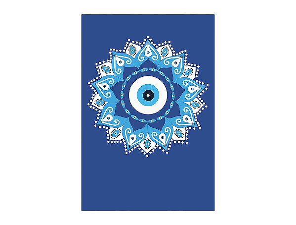 Painel De Festa Vertical 1,50 x 2,20 - Mandala Olho Grego Azul 003