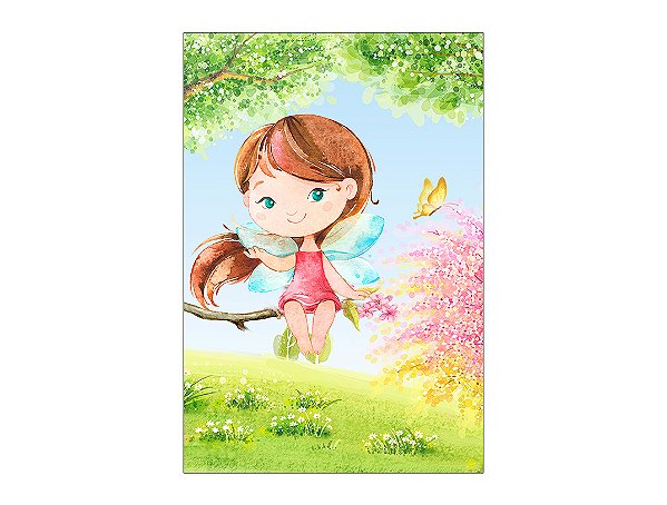 Painel De Festa Vertical 1,50 x 2,20 - Fadinha no Jardim 011