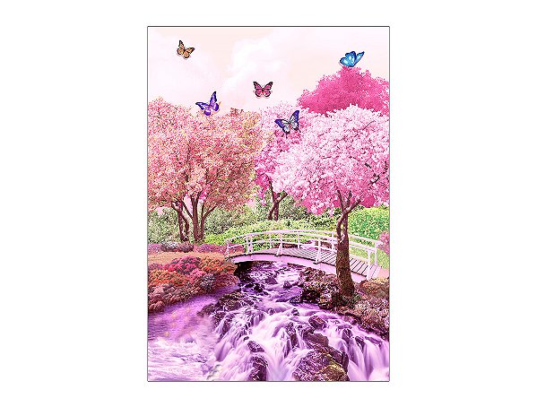 Painel De Festa Vertical 1,50 x 2,20 - Jardim Florido Rosa 012
