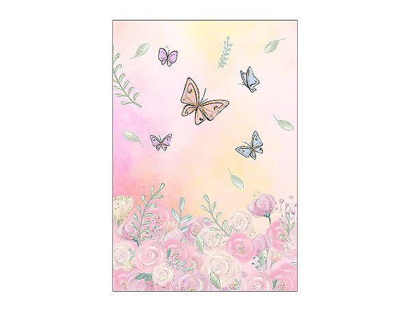 Painel De Festa Vertical 1,50 x 2,20 - Jardim Com Borboletas 023