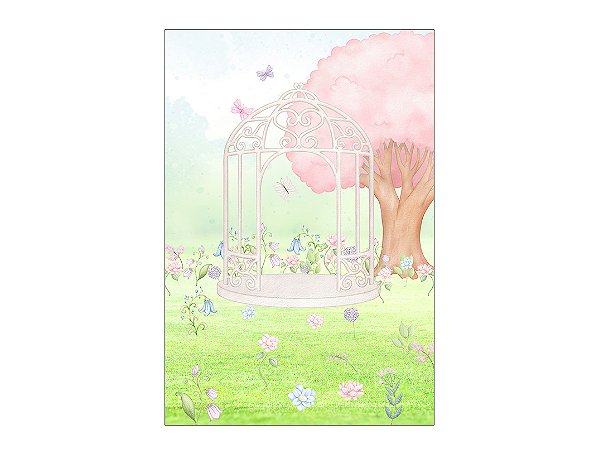 Painel De Festa Vertical 1,50 x 2,20 - Jardim Encantado Aquarela 036