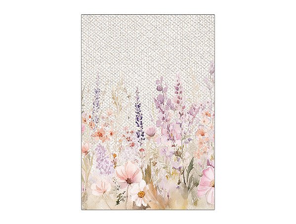 Painel De Festa Vertical 1,50 x 2,20 - Jardim Floral Efeito Textura de Linho 038