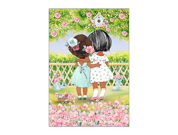 Painel De Festa Vertical 1,50 x 2,20 - Jardim Bonecas Cute 044