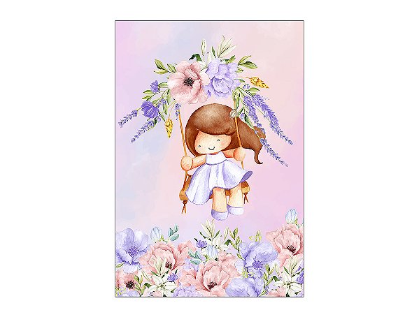 Painel De Festa Vertical 1,50 x 2,20 - Menina no Balanço 055
