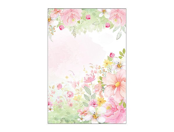 Painel De Festa Vertical 1,50 x 2,20 - Jardim Flores Rosa e Verde 061