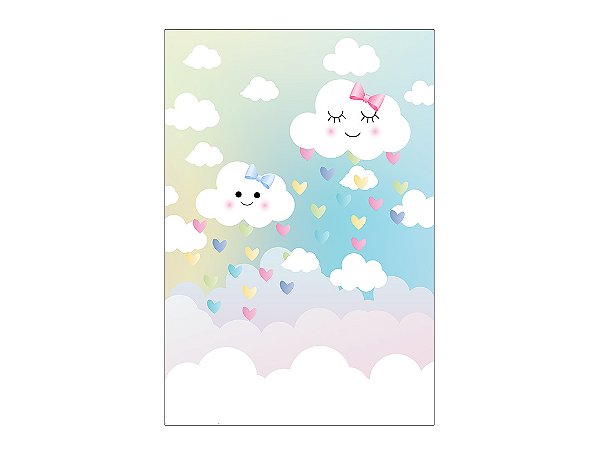 Painel De Festa Vertical 1,50 x 2,20 - Chuva de Amor com Corações 001