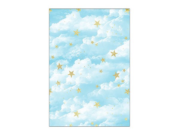 Painel De Festa Vertical 1,50 x 2,20 - Nuvens e Estrelas Azul 016