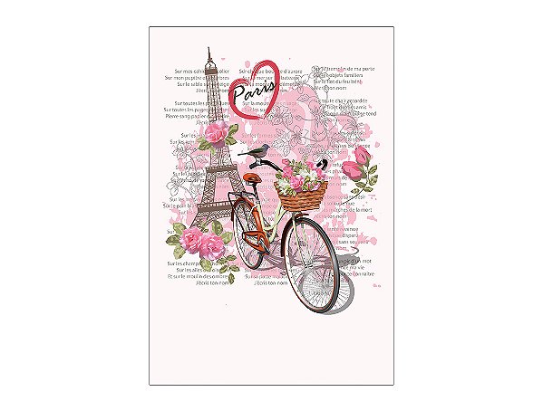 Painel De Festa Vertical 1,50 x 2,20 - Paris Vintage Flores Rosas 004