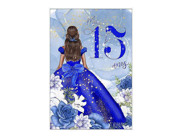 Painel De Festa Vertical 1,50 x 2,20 - 15 Anos Princesa Azul 150