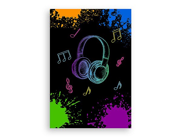 Painel De Festa Vertical 1,50 x 2,20 - Headphone Efeito Neon 002