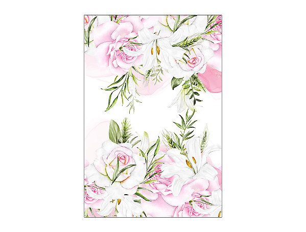 Painel De Festa Vertical 1,50 x 2,20 - Flores Rosa Aquarela 155