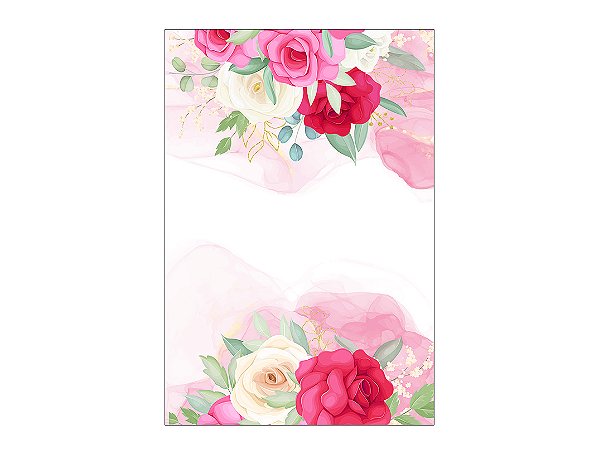 Painel De Festa Vertical 1,50 x 2,20 - Flores Aquarela Rosa Pink 157