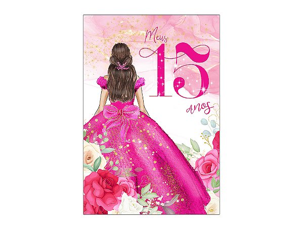 Painel De Festa Vertical 1,50 x 2,20 - 15 Anos Princesa Pink 158