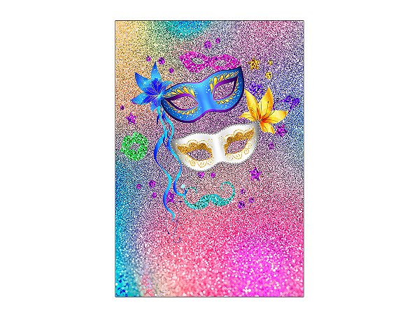 Painel De Festa Vertical 1,50 x 2,20 - Máscaras de Carnaval Efeito Glitter 018