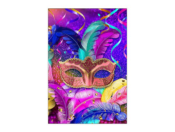Painel De Festa Vertical 1,50 x 2,20 - Máscaras de Carnaval Colorido 019