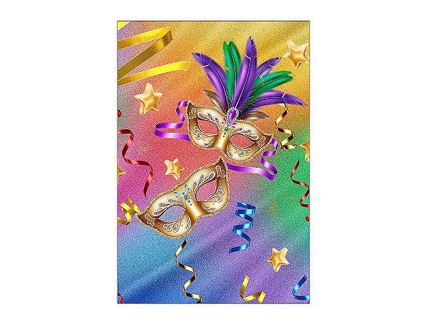Painel De Festa Vertical 1,50 x 2,20 - Máscaras de Carnaval e Fitas 024