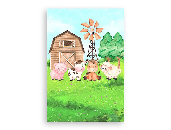 Painel De Festa Vertical 1,50 x 2,20 -  Fazendinha Ceu Azul 023