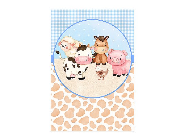 Painel De Festa Vertical 1,50 x 2,20 -  Fazendinha Baby Azul 043