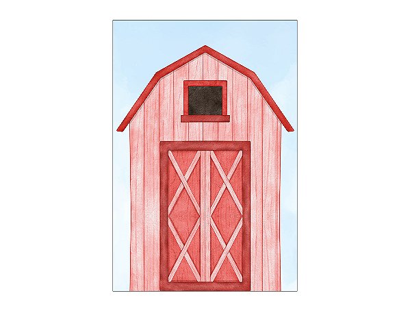 Painel De Festa Vertical 1,50 x 2,20 - Fazendinha Celeiro Vermelho 053