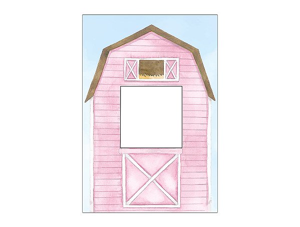 Painel De Festa Vertical Interativo 1,50x2,20 - Fazendinha Celeiro Rosa Suave 073