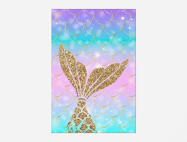 Painel De Festa Vertical 1,50 x 2,20 - Cauda de Sereia Efeito Glitter 011