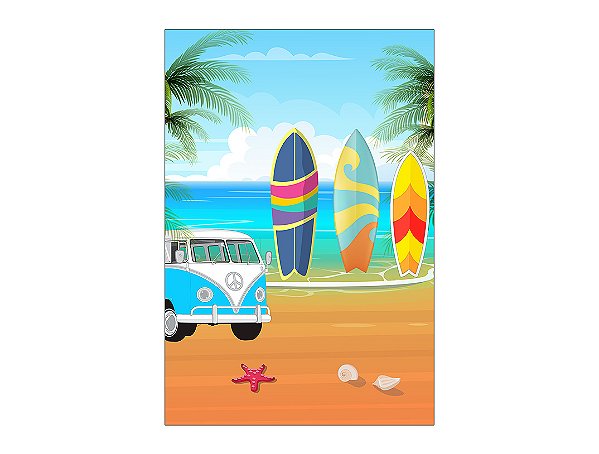 Painel De Festa Vertical 1,50 x 2,20 - Praia Beach Surf 008