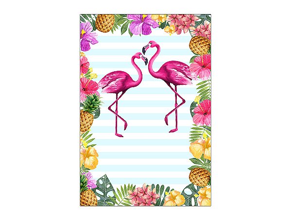 Painel De Festa Vertical 1,50 x 2,20 - Flamingo Tropical Duplo 014