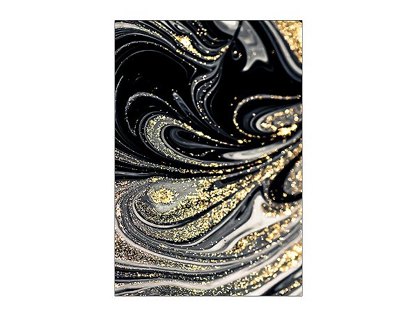 Painel De Festa Vertical 1,50 x 2,20 - Preto com Ondulações Douradas 058