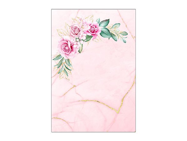 Painel De Festa Vertical 1,50 x 2,20 - Efeito Mármore Floral Rosa 069